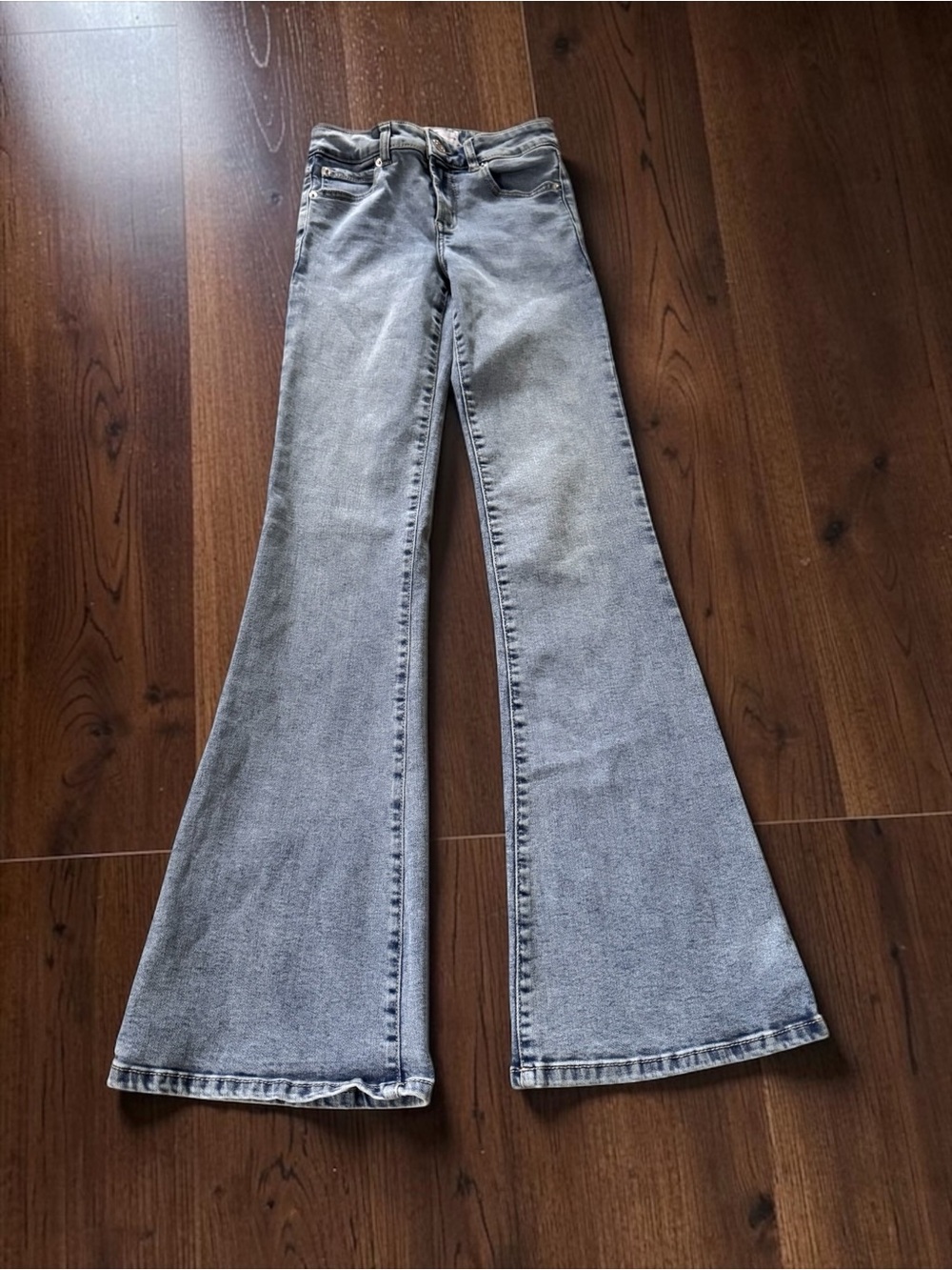 Garage Denim Jeans Womens 0 24 Low Rise Flare Light Wash Stretch